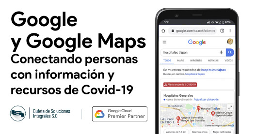 google y google maps ayudan a conectar gente y recursos de COVID-19